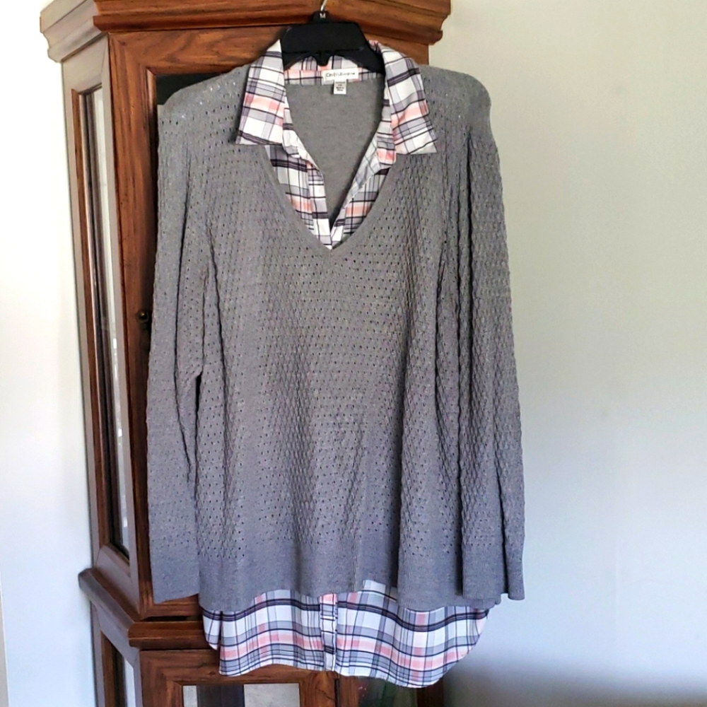 Women's Croft & Barrow® Mock-Layer V-Neck Sweater